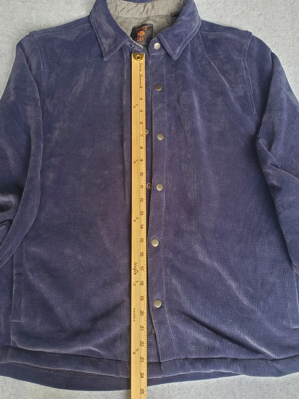 Corduroy Button-Front Jacket in Deep Blue by Oak